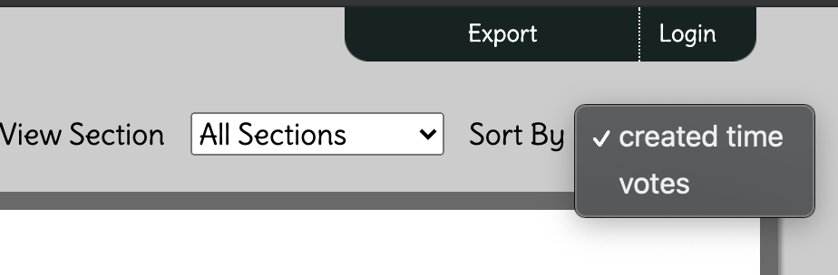 Screenshot of the sort by created time or votes options.