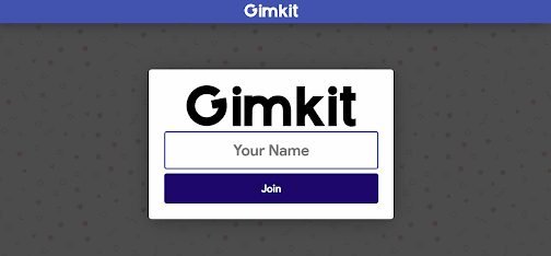 Joining Gimkit by entering your name in the field