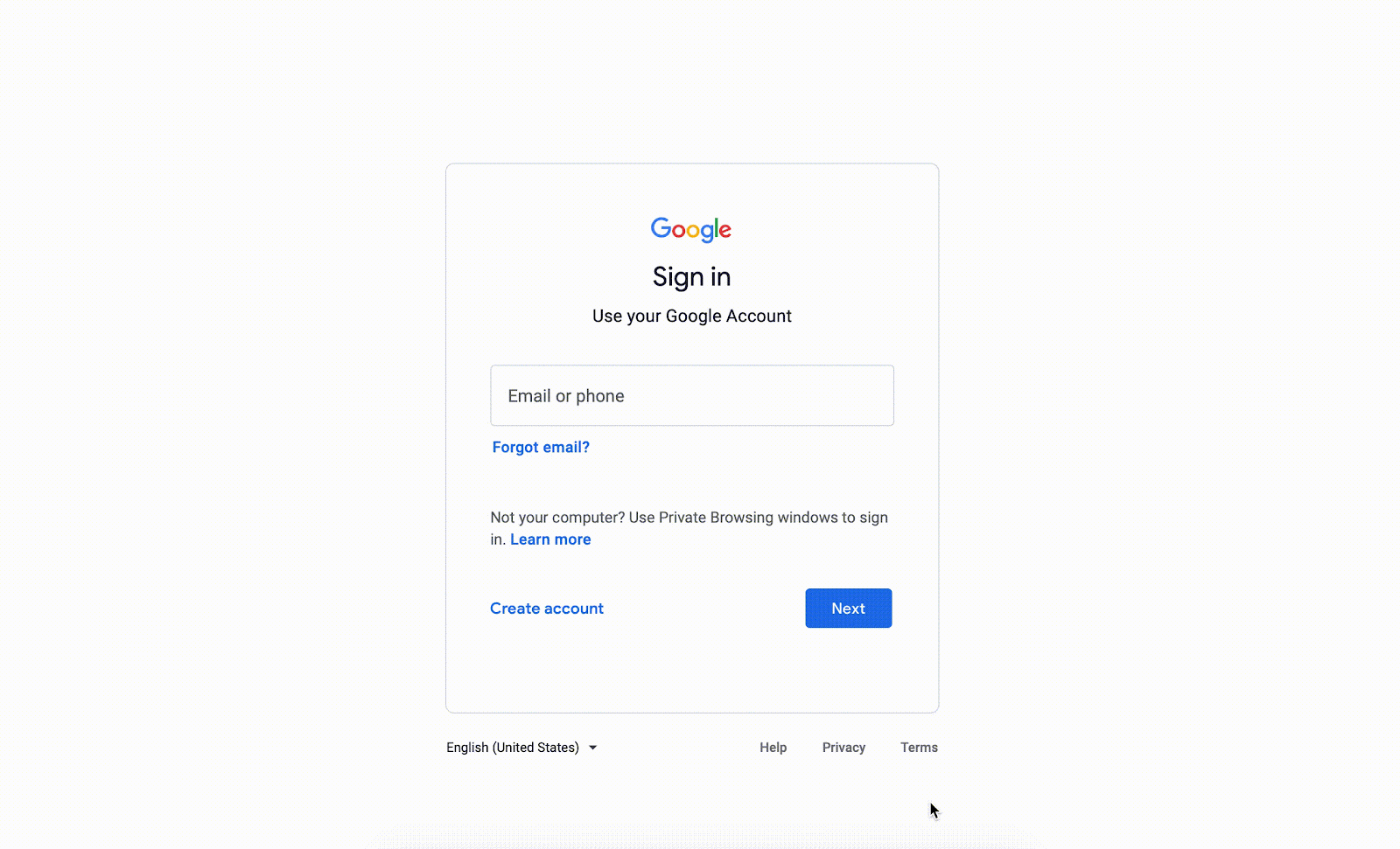 Imagery depicts the sign in page for Google.