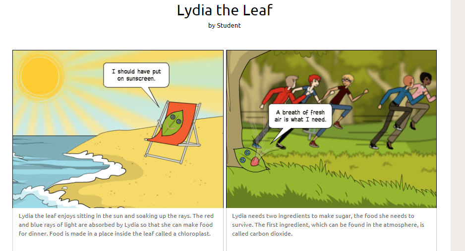 A screenshot of a comic explaining photosynthesis