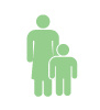 An icon with two people, an adult and child. Both figures are colored green.