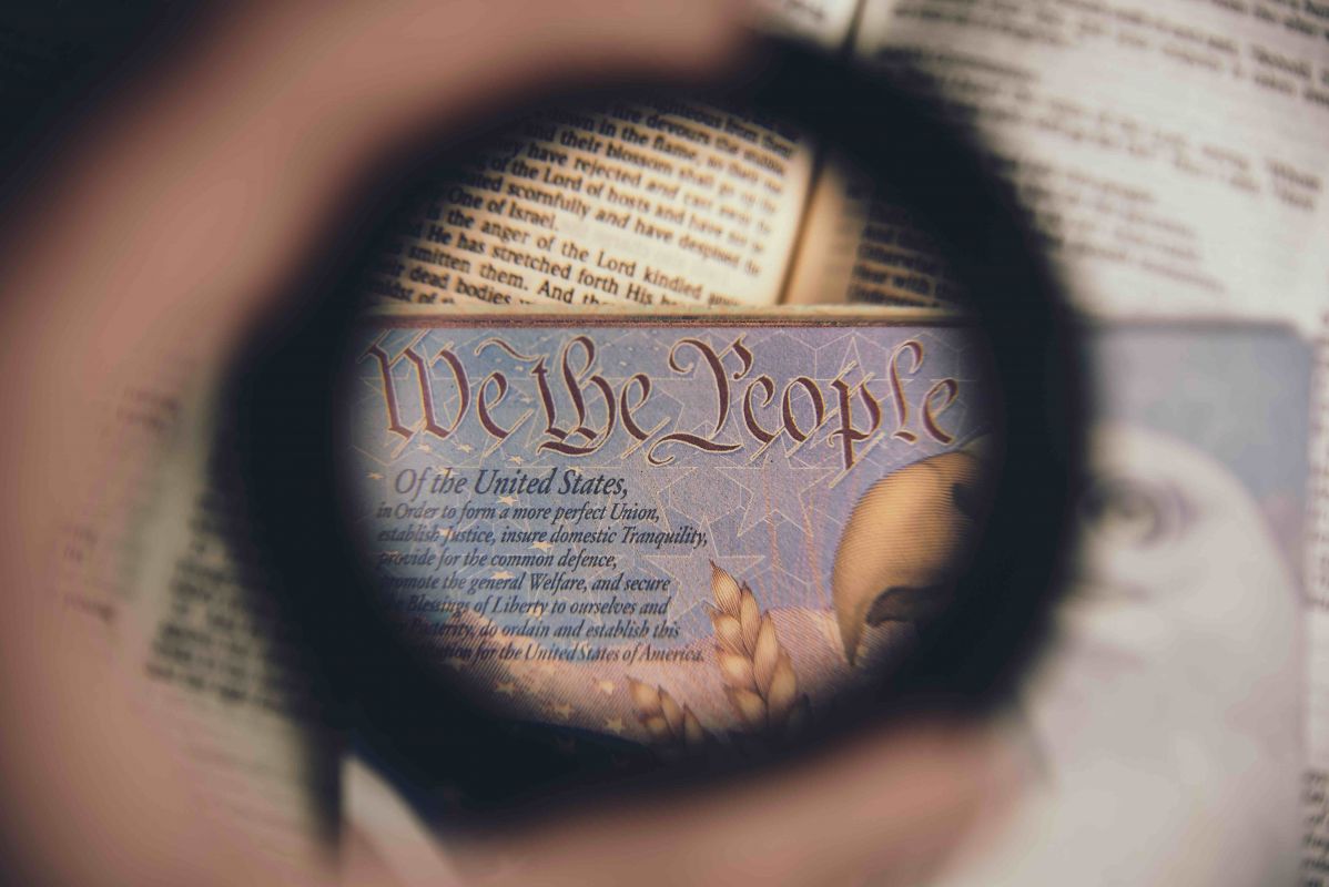Close up of the United States Constitution