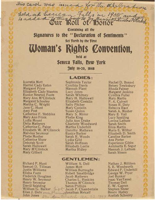 List of Signatures of the Declaration of Sentiments