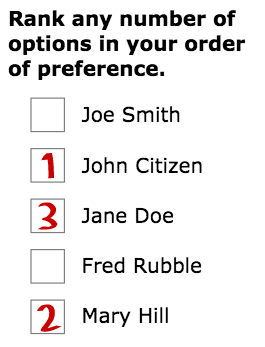 Sample Preferential Ballot