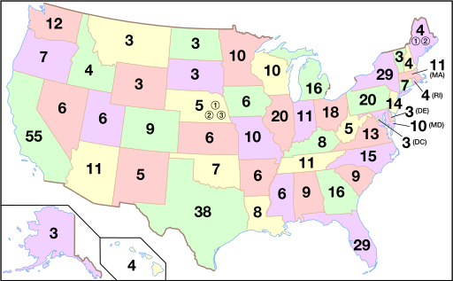 A visual of the electoral map for the united states