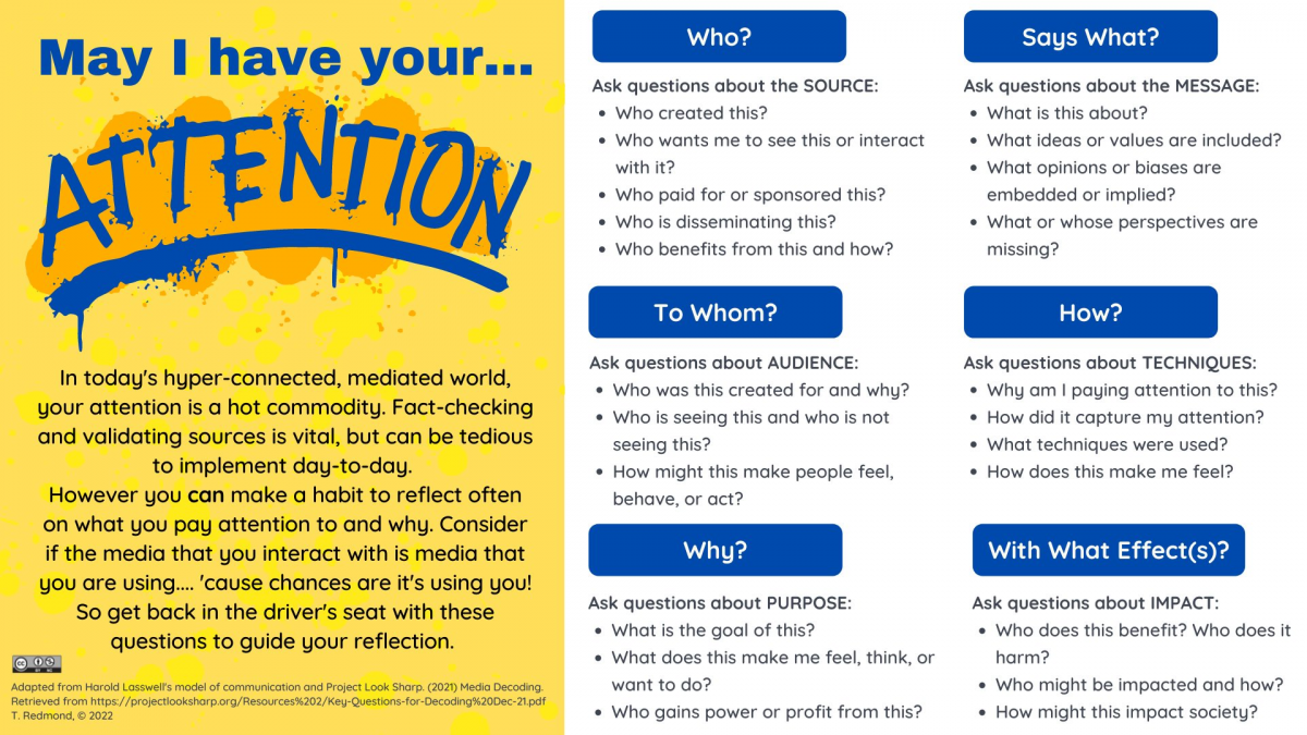 Ask questions about the source, ask questions about audience, ask questions about purpose, ask questions about the message, ask questions about techniques, ask questions about impact