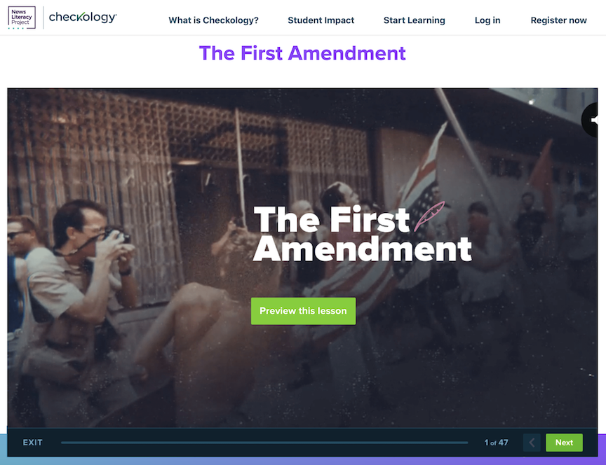 The First Amendment lesson on Checkology