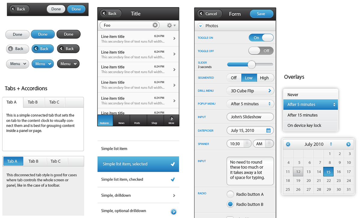 preview of jquery mobile ui kit