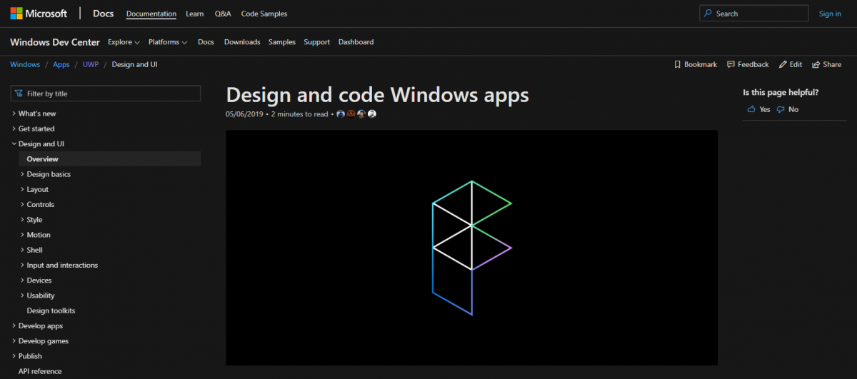 preview of the microsoft design website