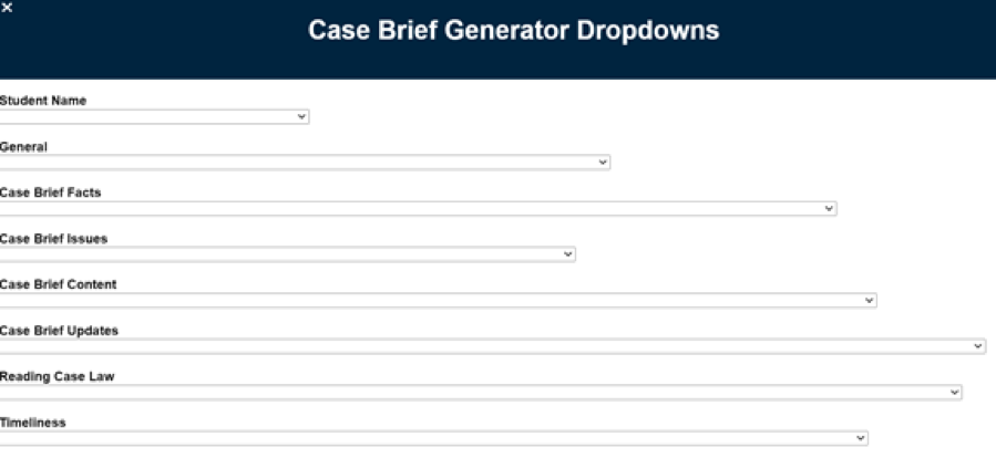 Image showing the Case Brief Narrative Feedback Generator.  