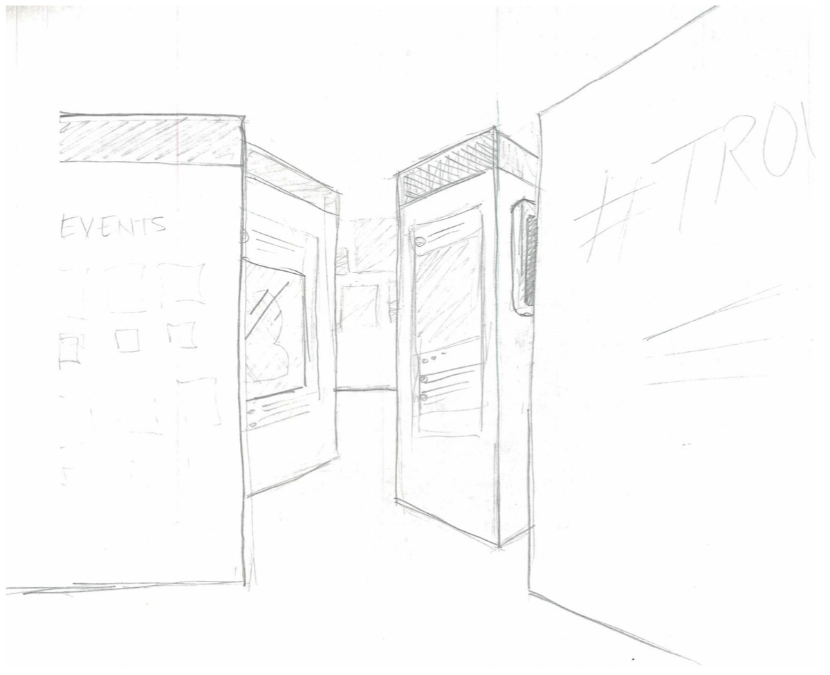 Sketch of another museum exhibit layout.