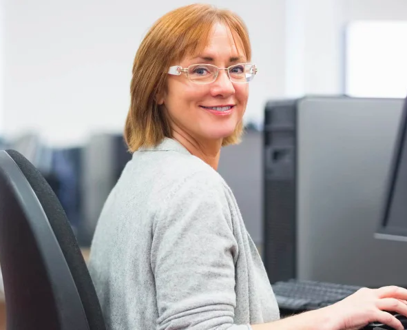 Woman at a computer