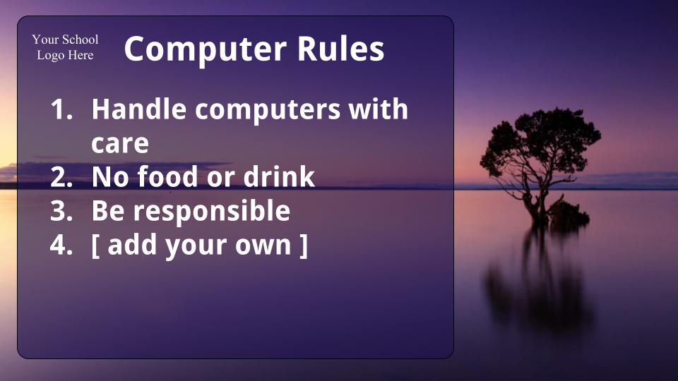 Example desktop background with student rules