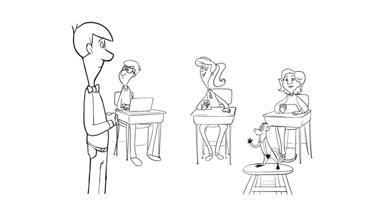 students, animal, and teacher