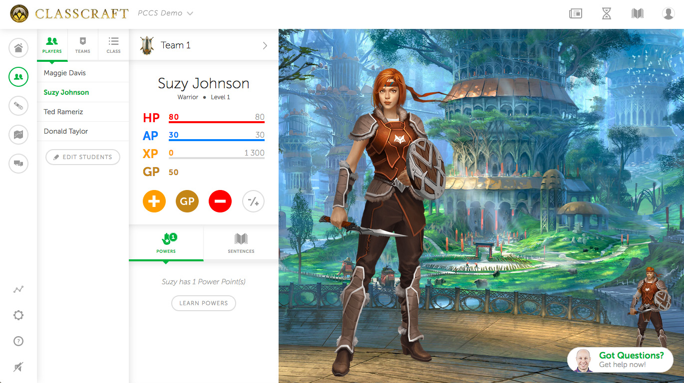 Image of the layout of Classcraft