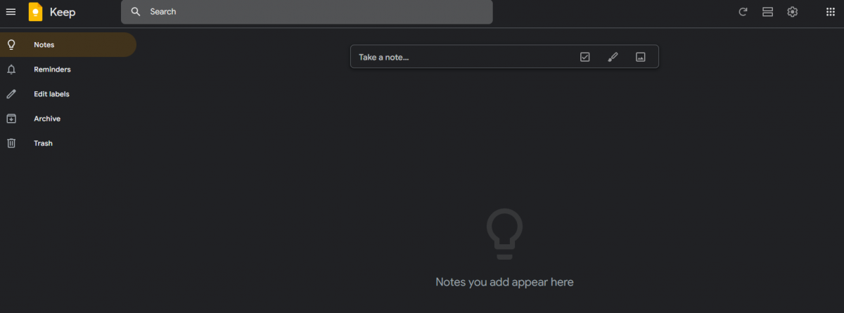 Google Keep interface