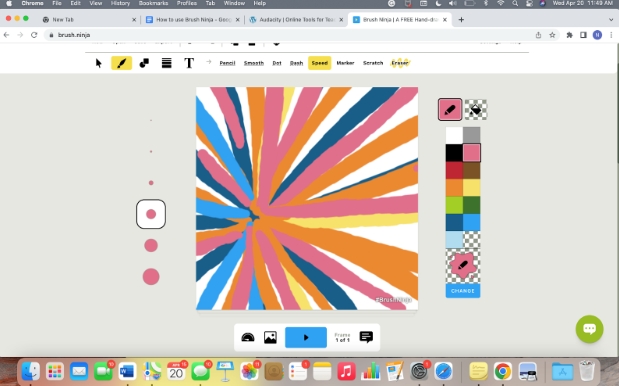 screenshot of orange and pink firework. drawn using brush ninja. 