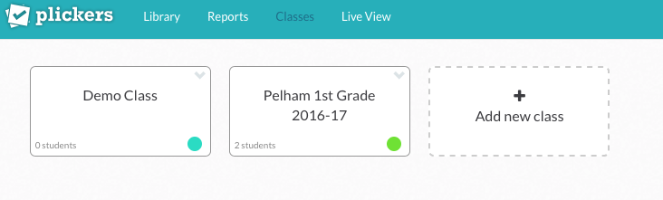 Screenshot classes page Plickers.org
