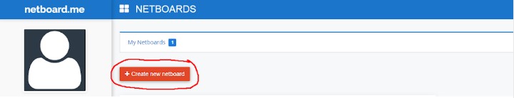 Once you create an account you will see "create new netboard" in a red box. This is where you can create your first netboard. 