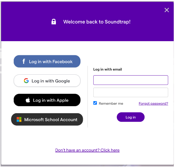 Login with Facebook Log in with Google Login in with Apple Microsoft School Access 