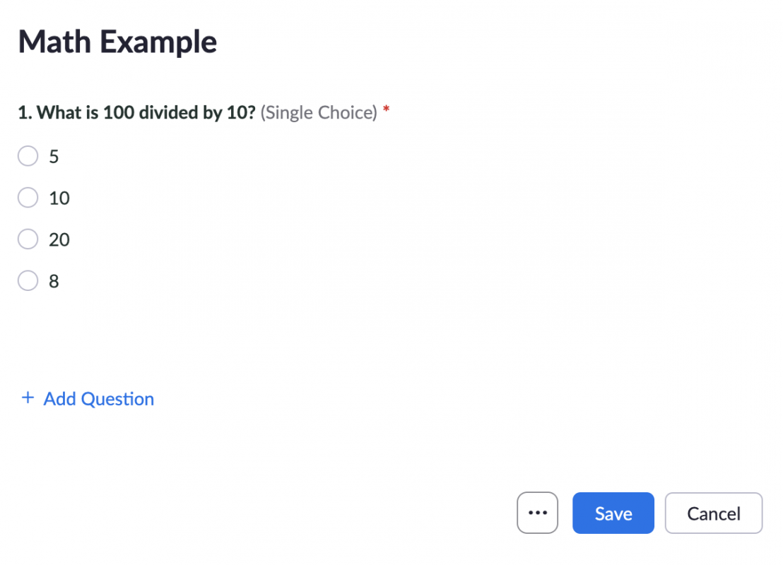 Zoom Maths Test Sample