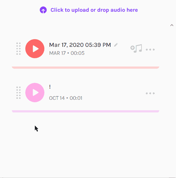 Animated GIF of dragging and dropping audio