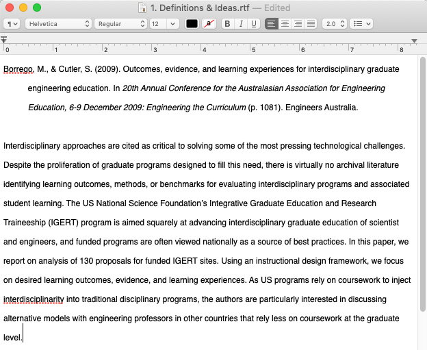 Correct formatting for bibliography items