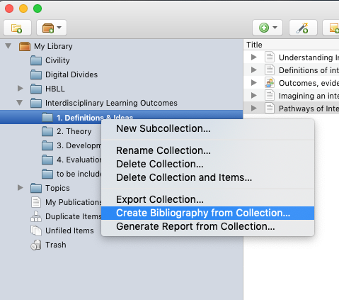 Generate bibliographies of each subcollection separately