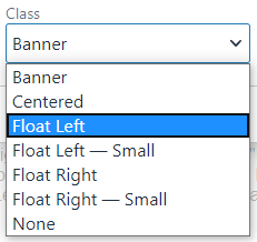 a dropdown of class options