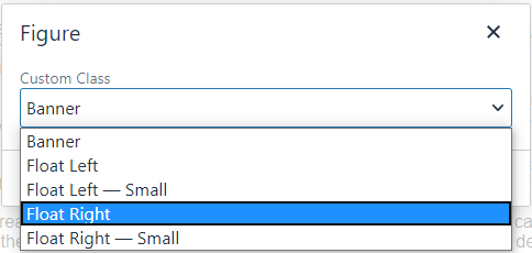 a drop down of class options for figures