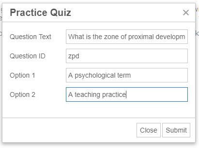 Screenshot of an example practice quiz.