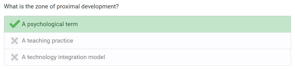 Screenshot of correctly selected answers to practice quiz 3.