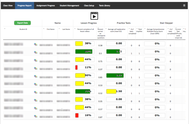 New teacher interface from HTML5 iSTART-3