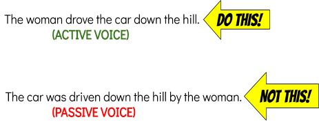 Do this: Use active voice; Don't do this: Use passive voice