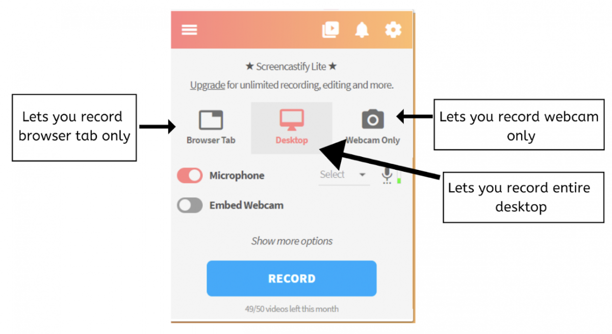 Screencasting recording features