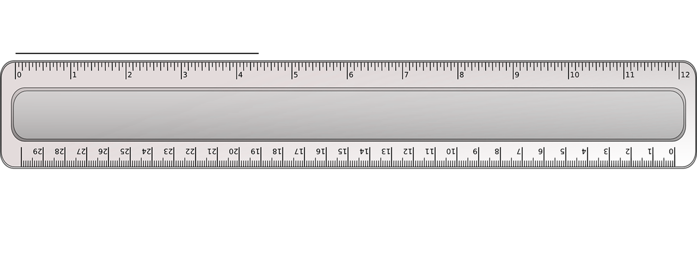 Straight line next to a ruler in English units for scale.