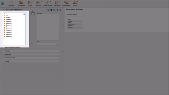 Screenshot from JASP software showing a highlighted section.