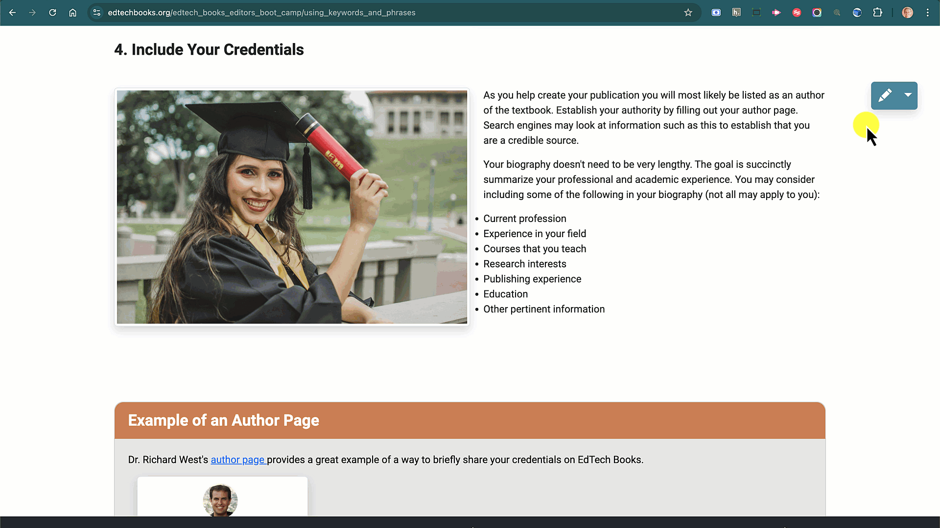 Gif of EdTech Books editing interface, how to add alt text.
