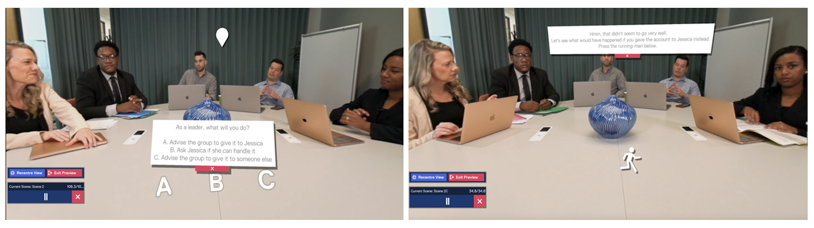 A collage of two people sitting at a table with laptops Description automatically generated